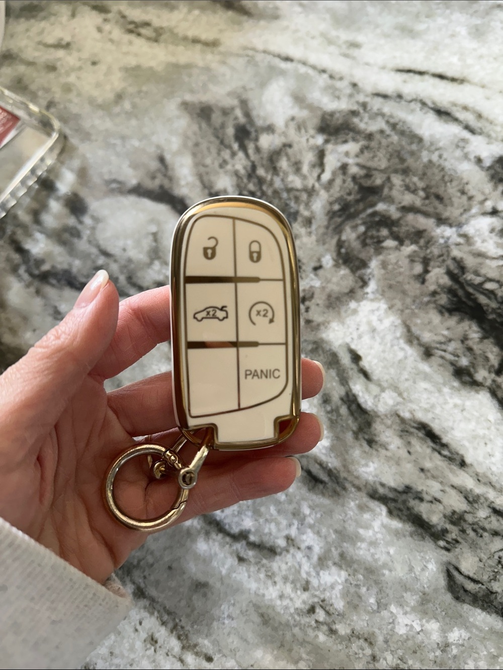 Gold & White Jeep Key Fob Remote cover